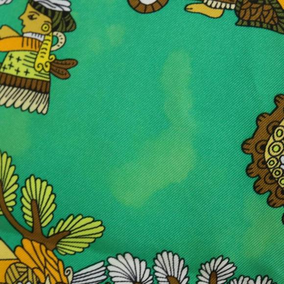 HERMES Carre 90 ASTRES et SOLEILS Scarf Silk Green Auth mr067 - Picture 11 of 16